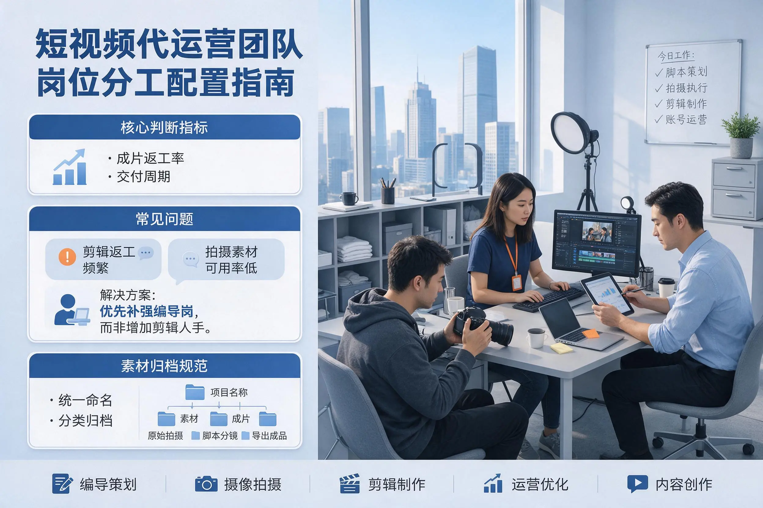 短视频代运营团队如何配置？三明企业岗位分工科普说明