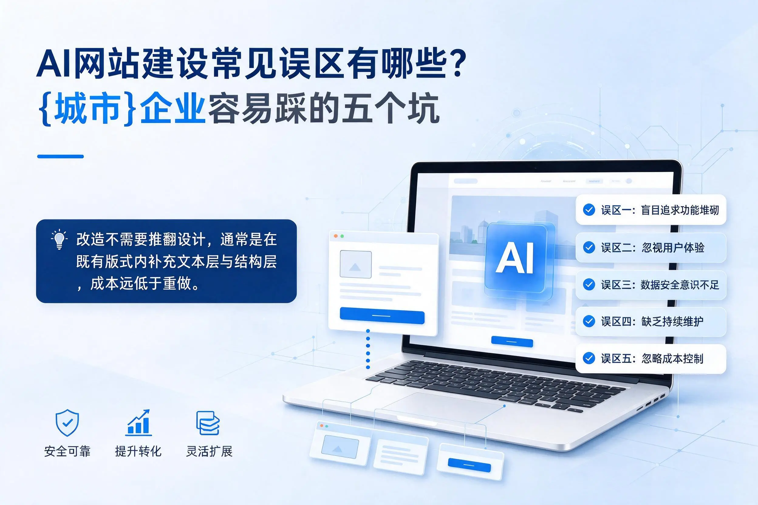 AI网站建设常见误区有哪些?三明企业容易踩的五个坑