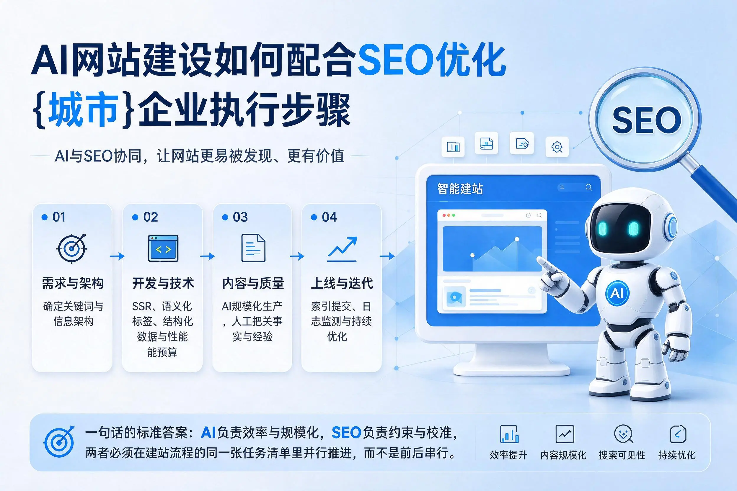 AI网站建设如何配合SEO优化，三明企业执行步骤